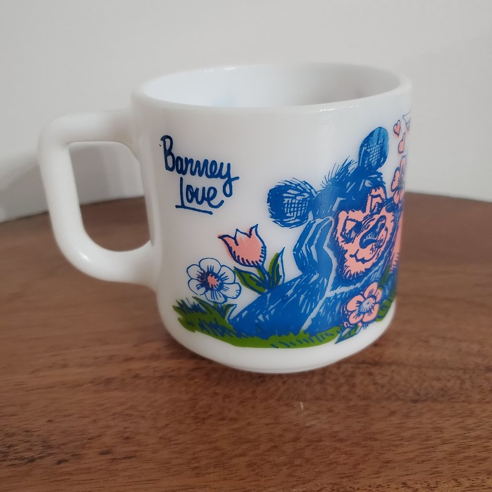 Vintage Barney Love - Love Conquers All Mug with D Shape Handle Milk Glass